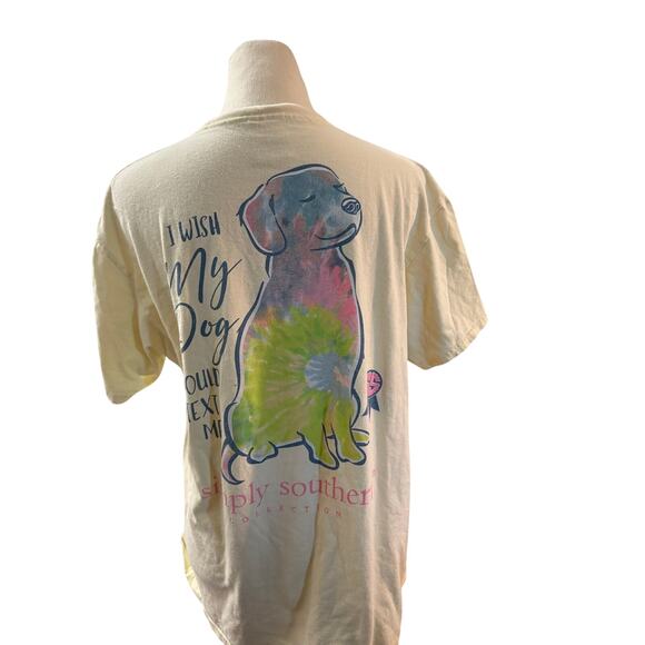 Simply Southern Yellow Shirt size Medium.. "I wish my dog could text" on back - Picture 1 of 4